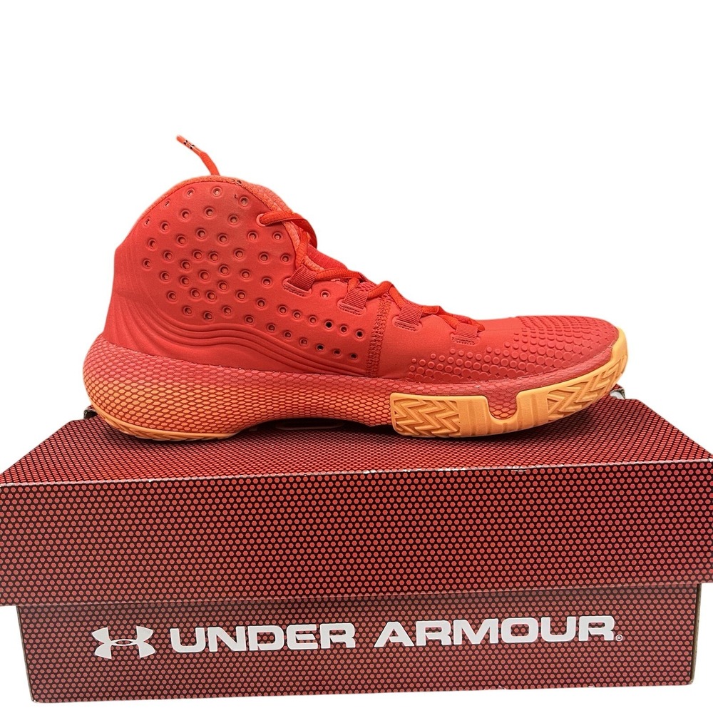 Under Armour Men's Red Basketball Shoes High Top Lace Up Athletic Sneakers‎